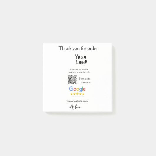 QR-Code der Website des Google-Reviews Post-it Klebezettel (Vorderseite)