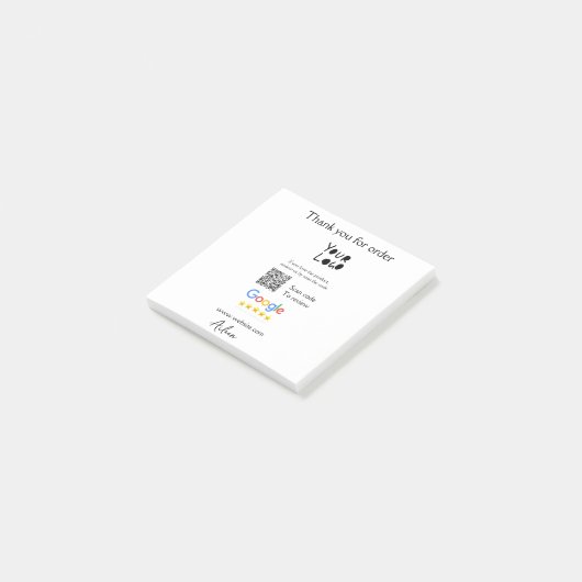 QR-Code der Website des Google-Reviews Post-it Klebezettel (angewinkelt)