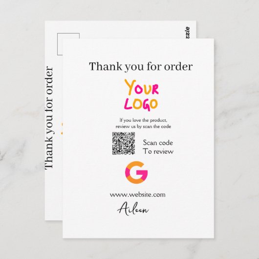 QR-Code der Website des Google-Reviews Postkarte (Vorne/Hinten)