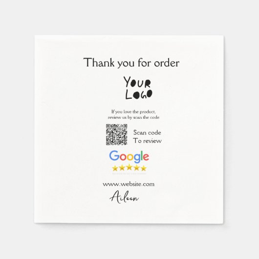 QR-Code der Website des Google-Reviews Serviette (Vorderseite)