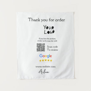 QR-Code der Website des Google-Reviews Wandteppich