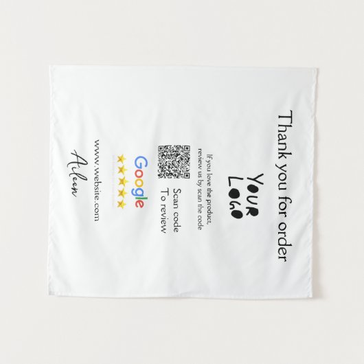 QR-Code der Website des Google-Reviews Wandteppich (Vorderseite (Horizontal))