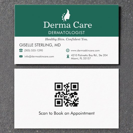 QR Code Dermatologist Office Skin Care Icon Visitenkarte