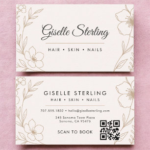 QR-Code des botanischen Minimalistisch Blush Beaut Visitenkarte
