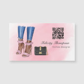 QR-Code des Designers für rosa und goldene Mode Magnetkarte (Vorderseite)