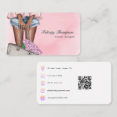 QR-Code des Designers für rosa und goldene Mode Visitenkarte (Vorne/Hinten)
