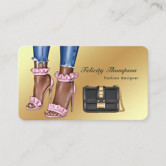 QR-Code des Designers für rosa und goldene Mode Visitenkarte (Vorderseite)