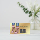 QR-Code des Designers für rosa und goldene Mode Visitenkarte (Stehend Vorderseite)