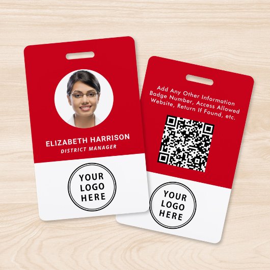 QR-Code des Firmenlogos Mitarbeiter-Foto-ID Rot Ausweis
