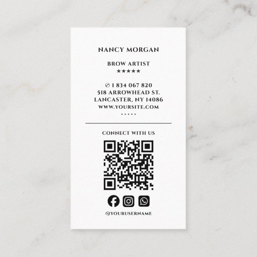 QR-Code des Fotos Brow Artist Visitenkarte (Rückseite)