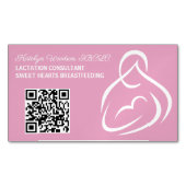 QR-Code des Lactatberaters Stillen Rosa Stillen Magnetische Visitenkarte (Vorderseite)