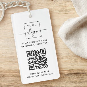 QR-Code des Logos, benutzerdefinierte Texte weiß o Schlüsselanhänger