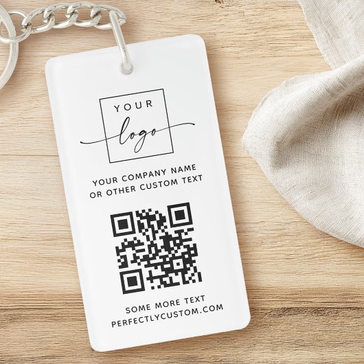 QR-Code des Logos, benutzerdefinierte Texte weiß o Schlüsselanhänger
