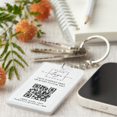 QR-Code des Logos, benutzerdefinierte Texte weiß o Schlüsselanhänger (Vorderseite rechts)