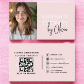 QR-Code des Massagetherapeuten Rosa Foto Visitenkarte