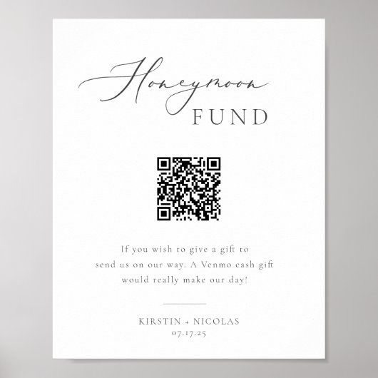 QR-Code des Minimalistischen Grey Honeymoon Fund Poster (Vorne)