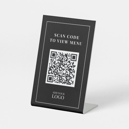QR-Code des modernen Scan-Menüs Sockelschild (Vorderseite)