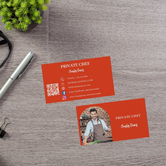 QR-Code des roten Fotos des privaten Koch Visitenkarte