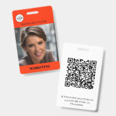 QR-Code des roten Fotos und Name des Logos des Mit Ausweis (Front & Back)