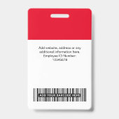 Qr-Code des roten Mitarbeiters, Bar, Logo, Name Ausweis (Rückseite)