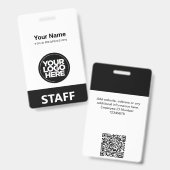 Qr-Code des Schwarz-weißen Firmennamens Ausweis (Front & Back)