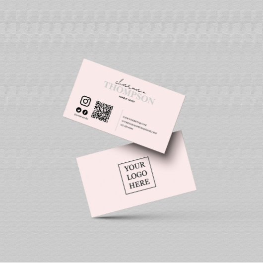 QR-Code des Social Media-Symbols "Modern Blush Pin Visitenkarte