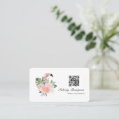 QR-Code des tropisch rosa Flamingo-Ereigniskoordin Visitenkarte (Stehend Vorderseite)