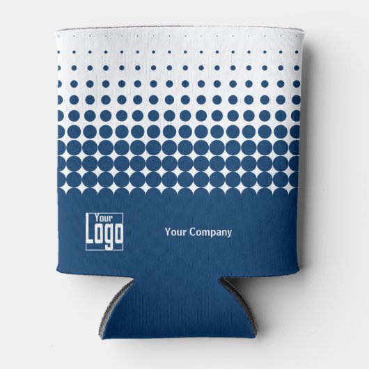 QR-Code des Unternehmens Halb tone Blau Weiß Dosenkühler (Vorderseite)