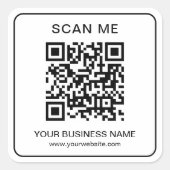 QR-Code des Unternehmens Url Black Simple Quadratischer Aufkleber (Vorderseite)