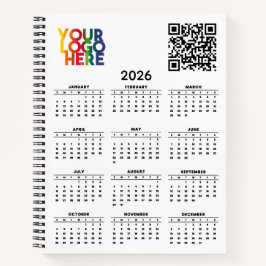 QR-Code des White 2026 Calendar Business-Logos Notizblock