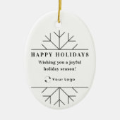 QR-Code des White Modern Christmas Business-Logos  Keramik Ornament (Vorne)