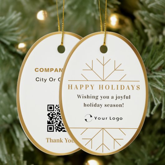 QR-Code des White Modern Christmas Business-Logos Keramik Ornament
