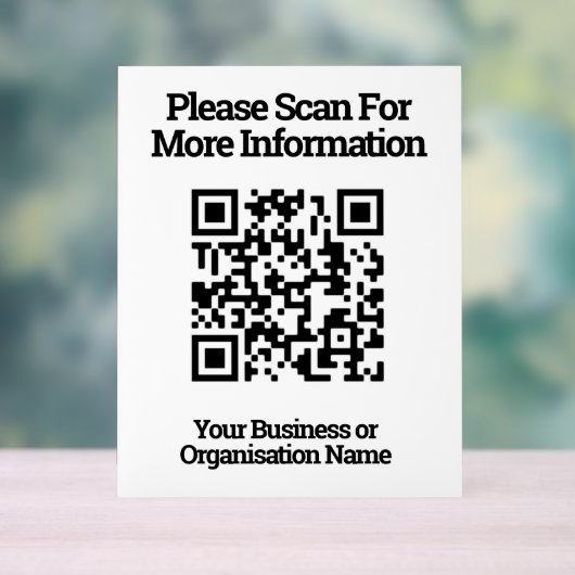 QR Code Design information Acrylschild (Neutral)