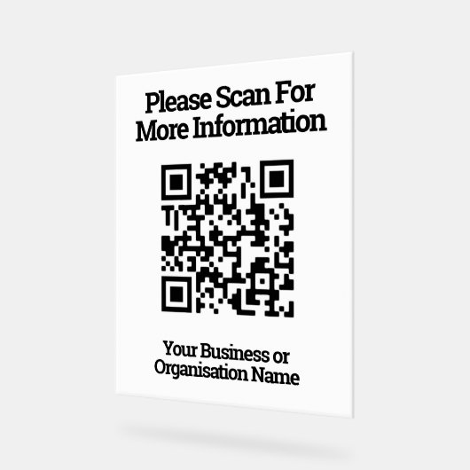 QR Code Design information Acrylschild (Winkel)