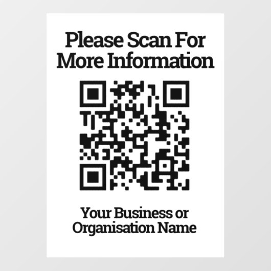 QR Code Design-Informationen Fensteraufkleber (Blatt)