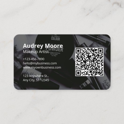 QR Code Design Makeup Artist Visitenkarte (Vorderseite)