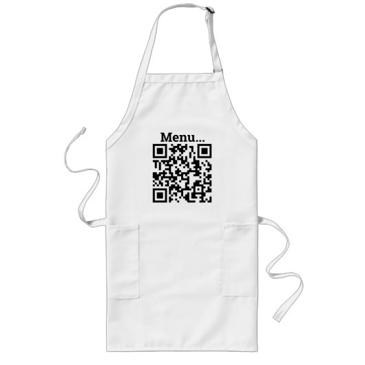 QR Code Design Menu Long Apron Lange Schürze (Vorne)