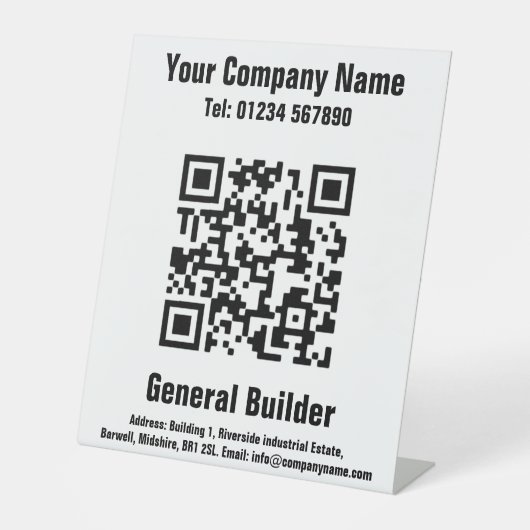 QR-Code-Design-Pedestzeichen für General Builder Sockelschild (Vorderseite)
