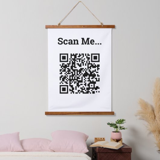QR-Code-Design Wandteppich Mit Holzrahmen (Schlafzimmer)
