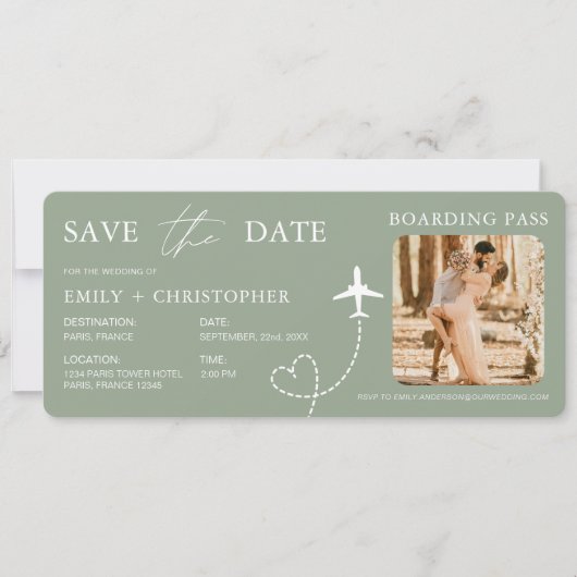 QR Code Destination Wedding Boarding Pass  (Vorderseite)