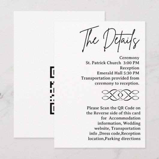 QR-Code Details zur Hochzeit im Stil keltischer Kn Begleitkarte (Vorne/Hinten)