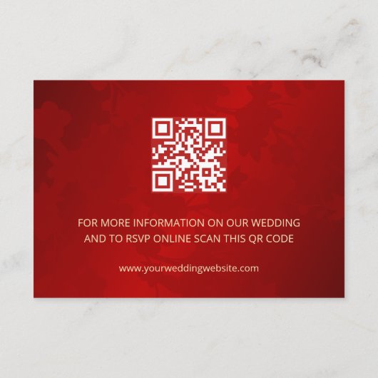 QR-Code | Details zur Hochzeit in Rot-Chinesisch Begleitkarte (Rückseite)