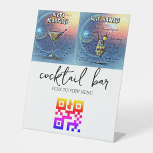 QR Code Digital Menu Cocktail Bar Sockelschild