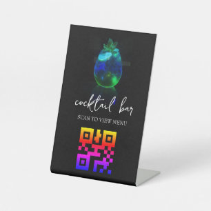 QR Code Digital Menu Cocktail Bar Sockelschild