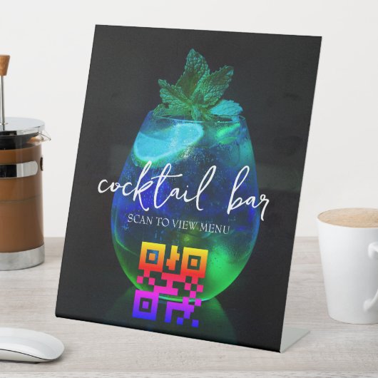 QR Code Digital Menu Cocktail Bar Sockelschild (In Situ)