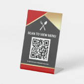 QR Code Digital Menu für Restaurants Tabletop-Zeic Sockelschild (Vorderseite)