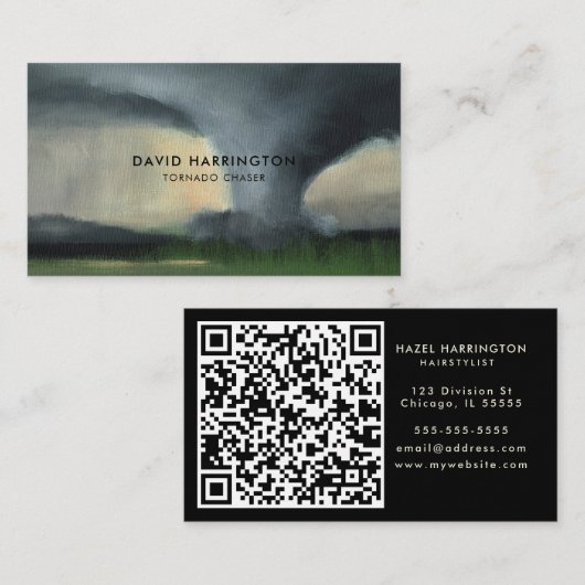 QR Code Digital Scannable Tornado Storm Chaser Visitenkarte (Vorne/Hinten)
