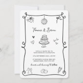 QR Code Doodle Hand Drawing Whimsical Einladung (Vorderseite)