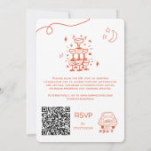 QR Code Doodle Hand gezogen Verona Sunset Orange Einladung (Rückseite)