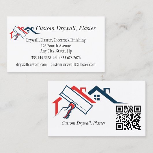 QR Code Drywall, Plaster, Sheetrock Finishing Visitenkarte (Vorne/Hinten)